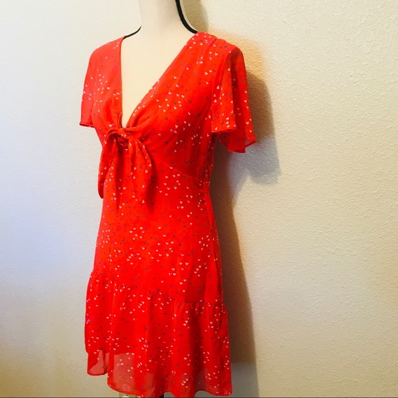 Willow and Clay Front Knot Heart Print Dress - Picture 3 of 8